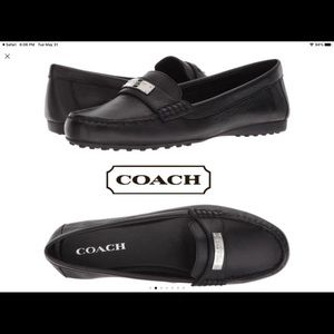 Coach Fredrica Black Pebbled Leather Slip On Driving Loafers Women's Sz 9 B